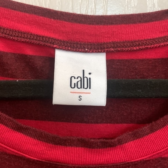 CAbi Sweet Talk Red and Black Striped Ruffle Top T Shirt Top Size S Style 3631 - Picture 4 of 6